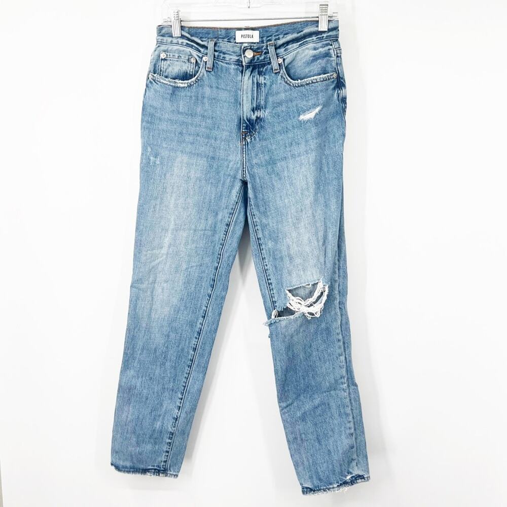 Pistola Presley High Rise Relaxed Roller Jeans Distressed